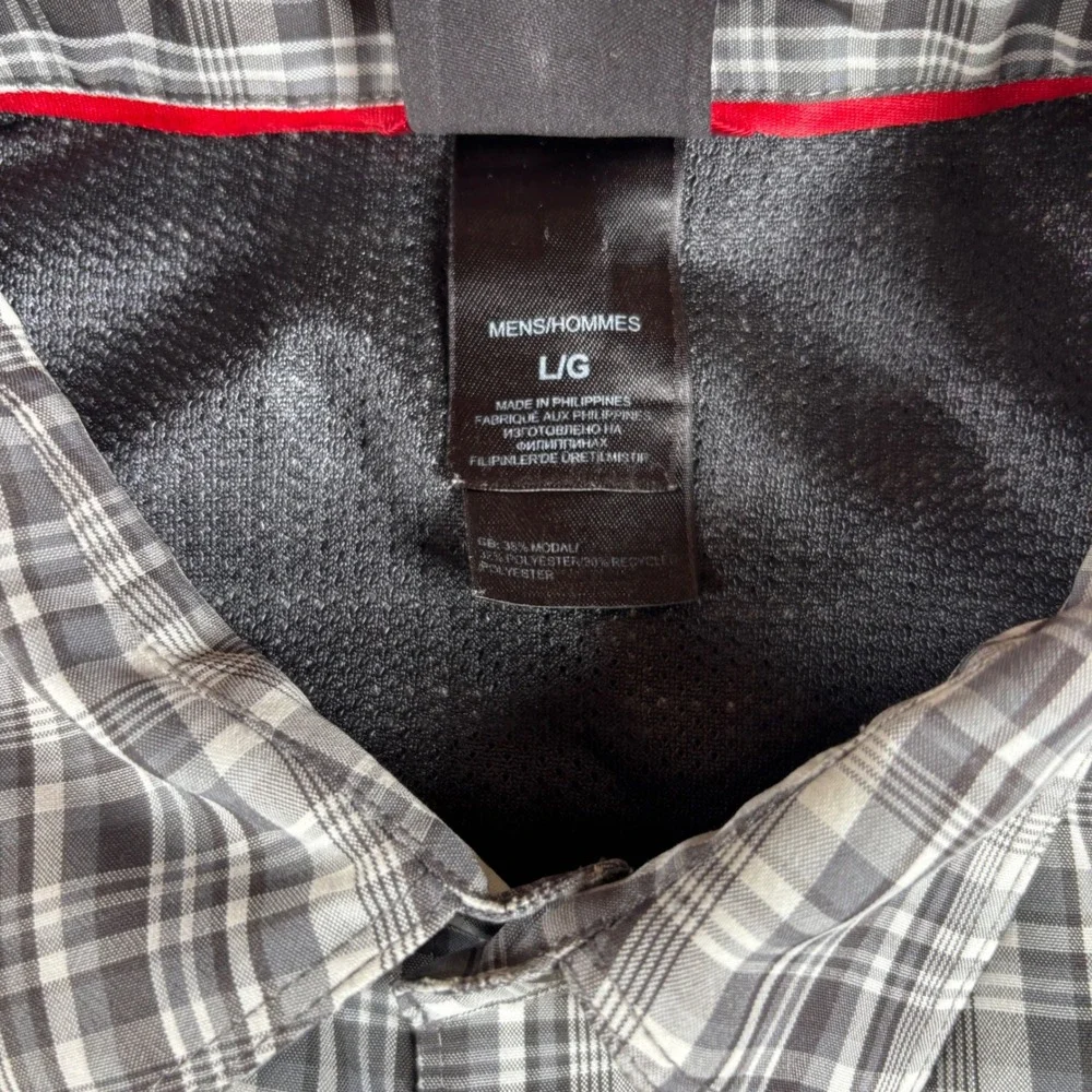 The North Face Men Button Up Shirt Large Gray Plaid Short Sleeve Hiking Gorpcore